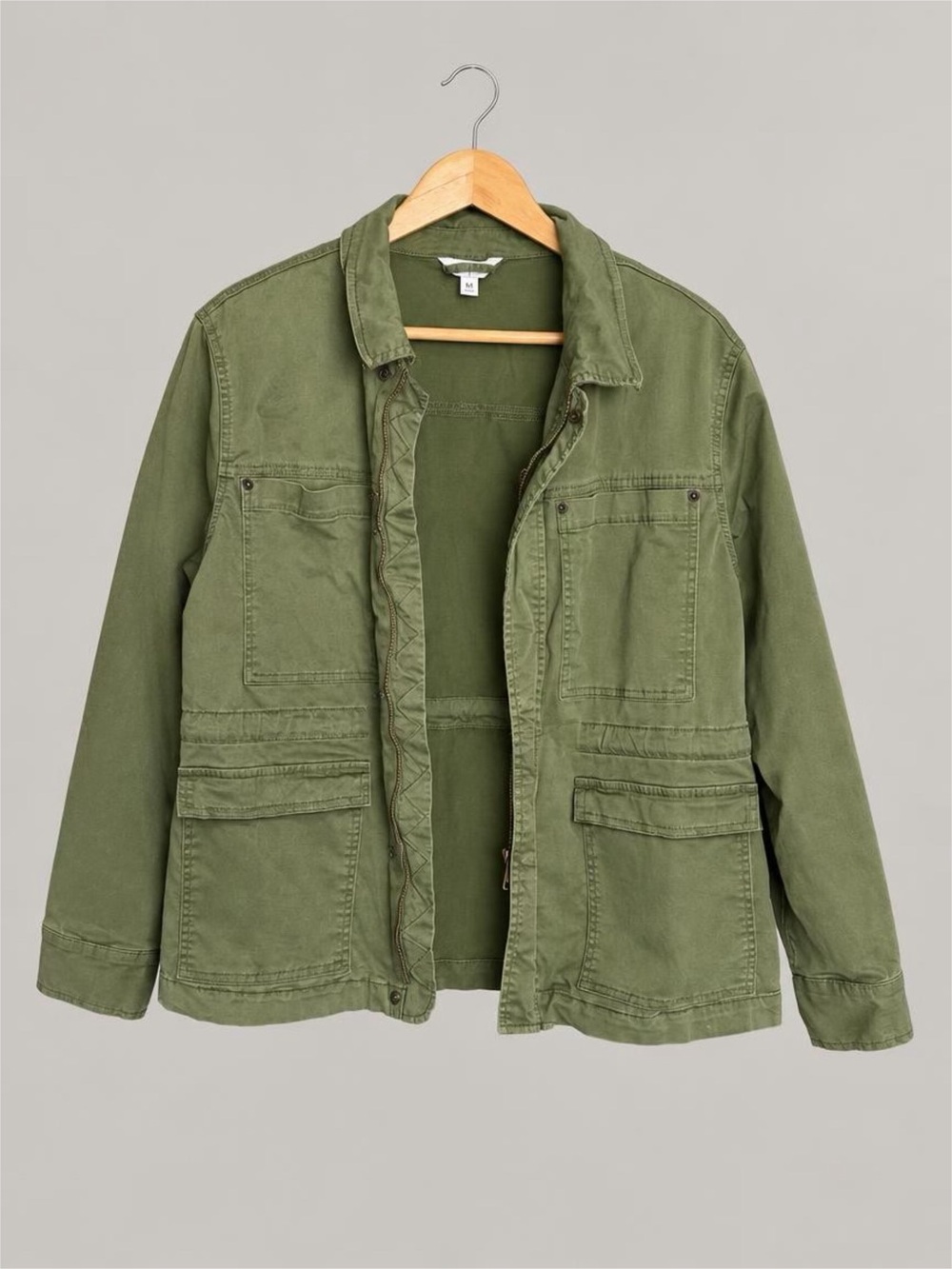 Women's Military-Style Utility Jacket - Olive Green